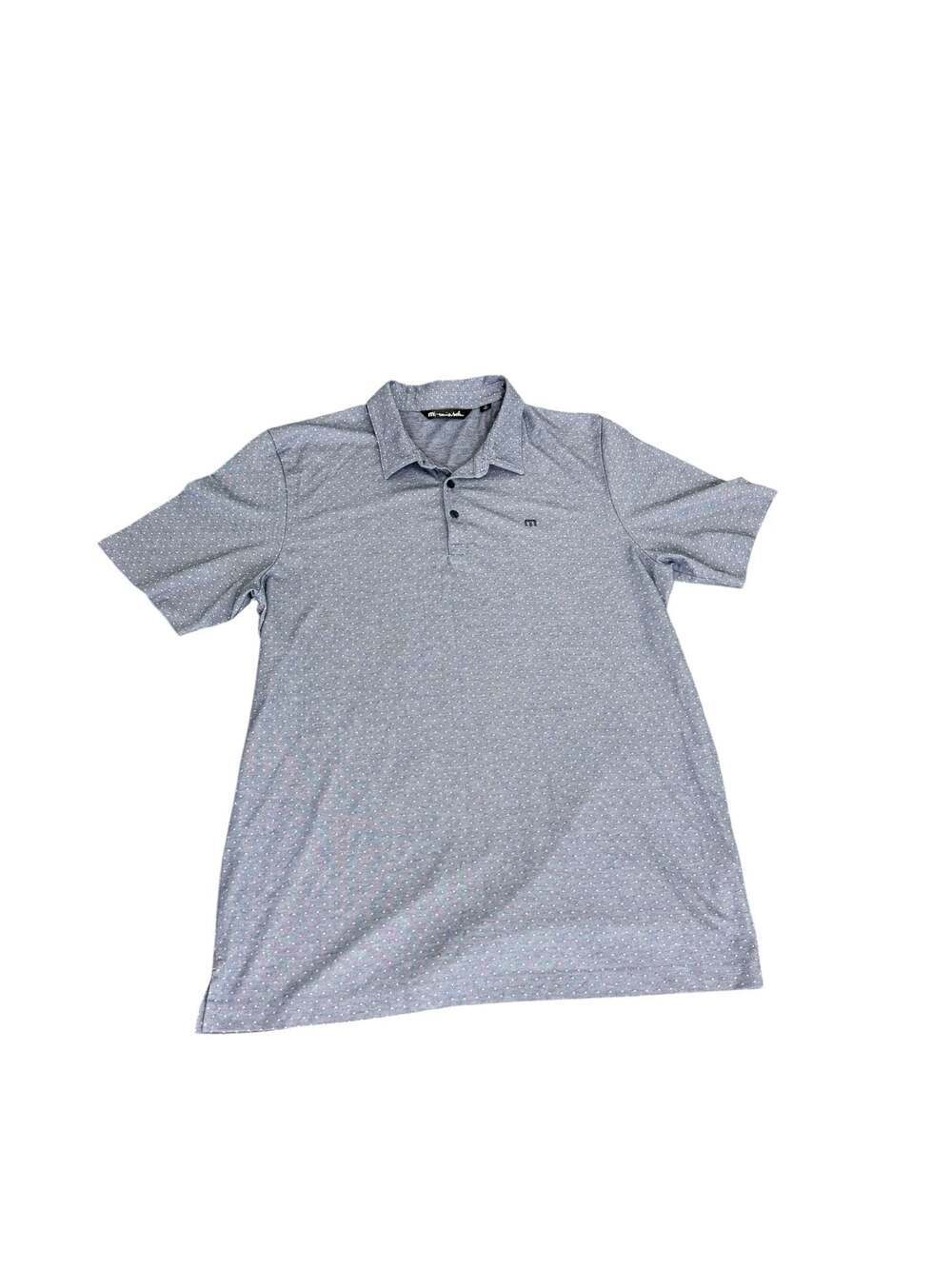 TravisMathew Men's XL Blue Dot Print Performance Polo Shirt